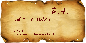 Paál Arikán névjegykártya